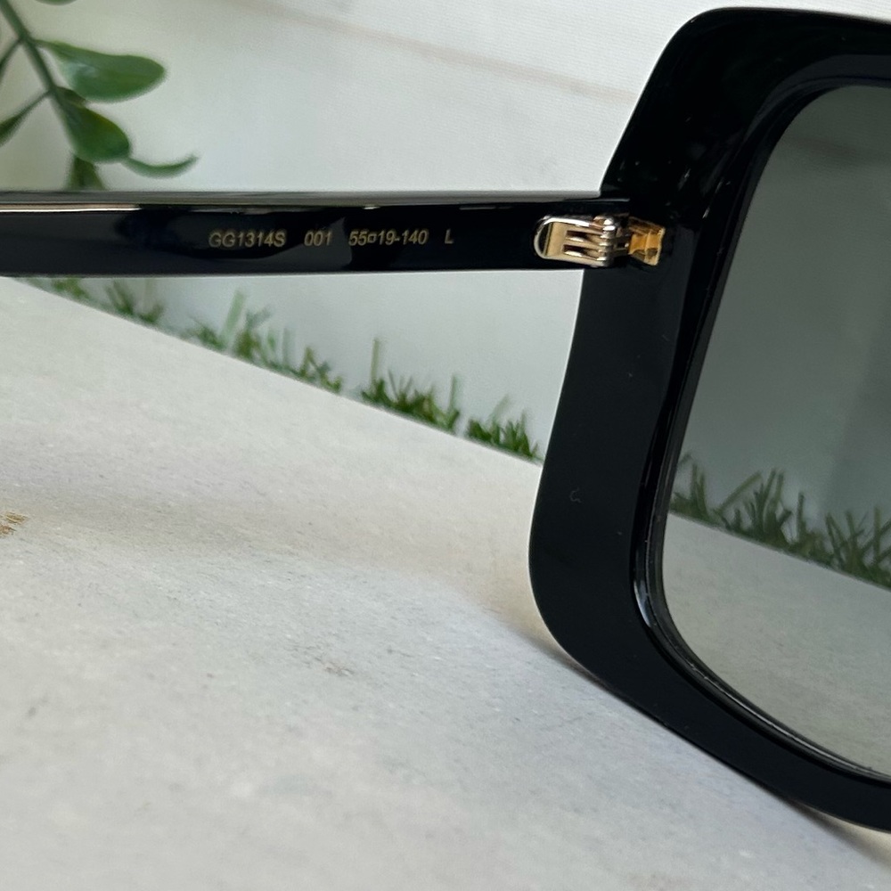 Gucci GG1314S  Sunglasses, Black/Grey Shaded,
55/19/140, Black/Grey/Gold Logo - Picture 9 of 16